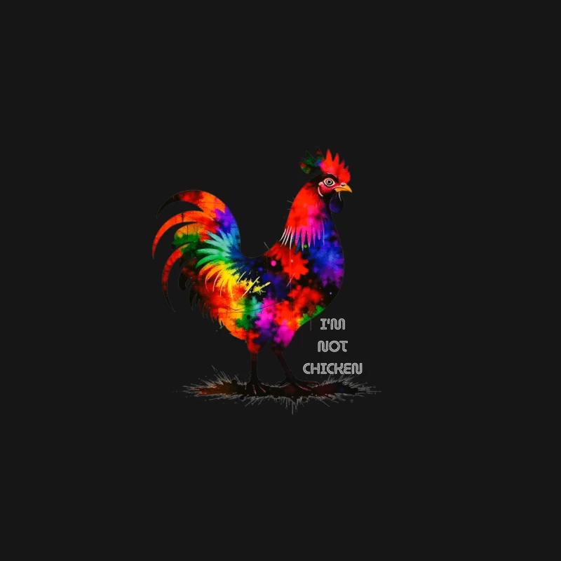 Rainbow Watercolor Rooster with Text Desk Mat