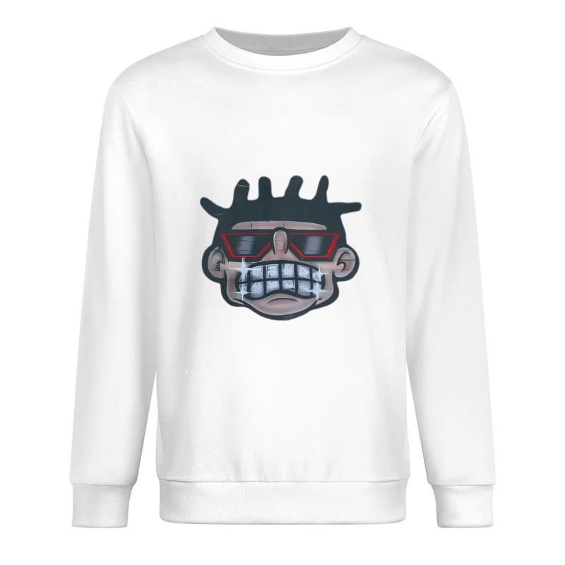 Visage de dessin animé stylisé avec lunettes de soleil Homme Sweat-shirt à enfiler