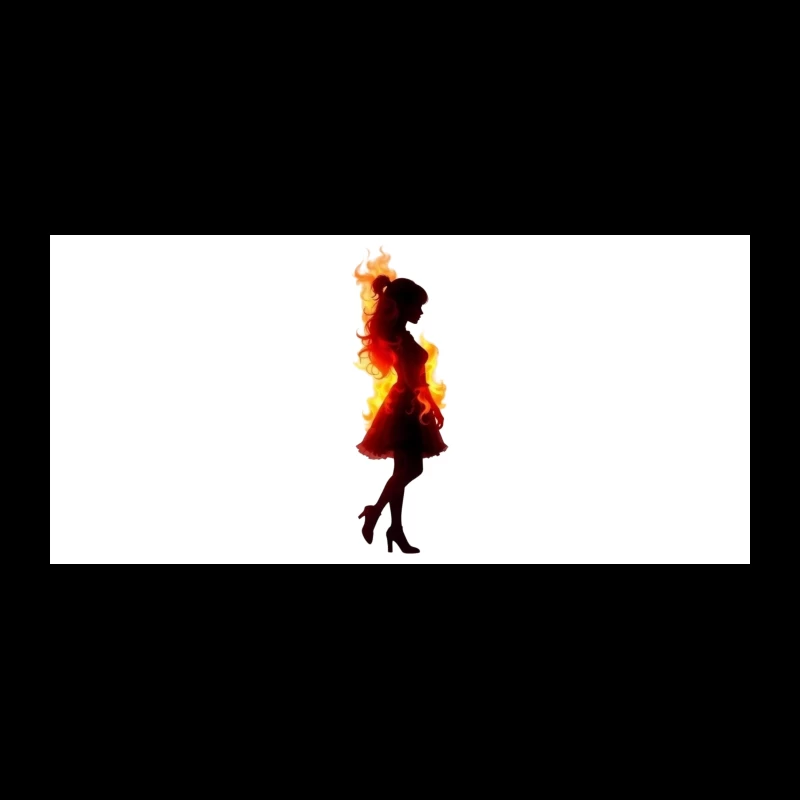 Fiery Female Silhouette in Elegant Dress Coffee Mug