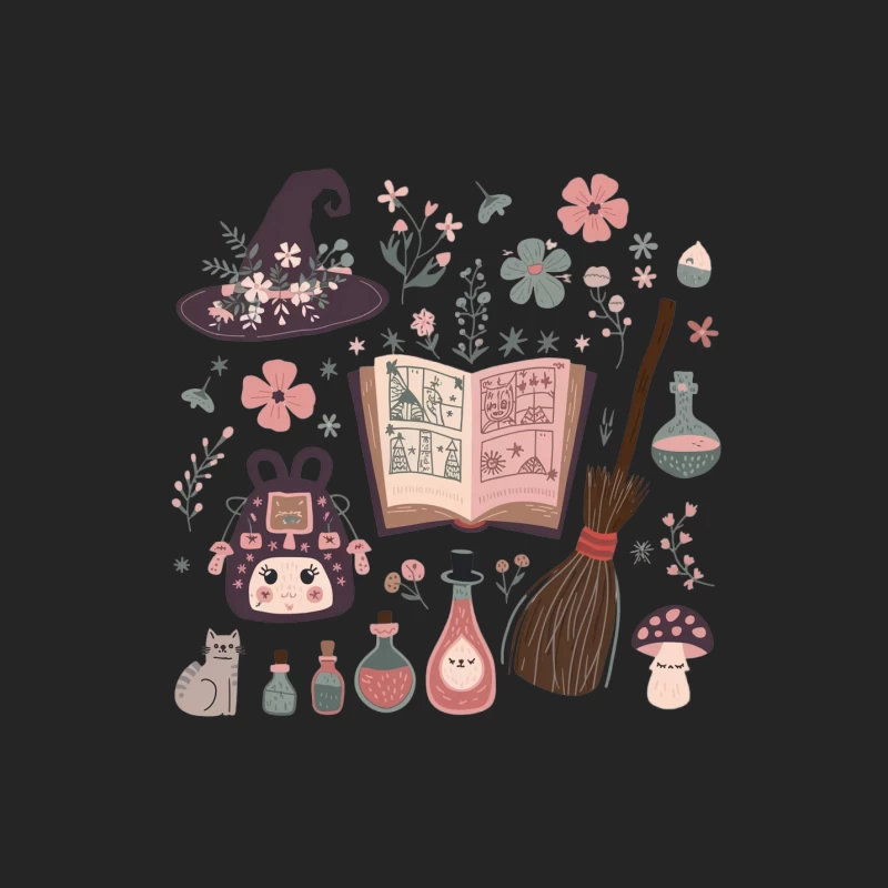 Whimsical Witchcraft Essentials with Cute Accessories Female Pullover Sweatshirt