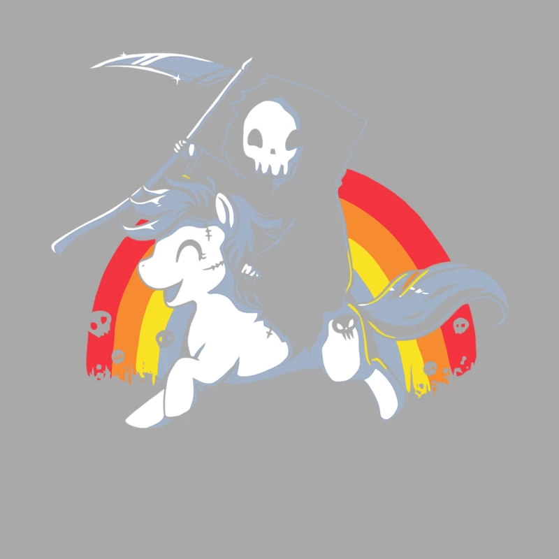 Colorful Cartoon Grim Reaper with Rainbow Male Pullover Hoodie