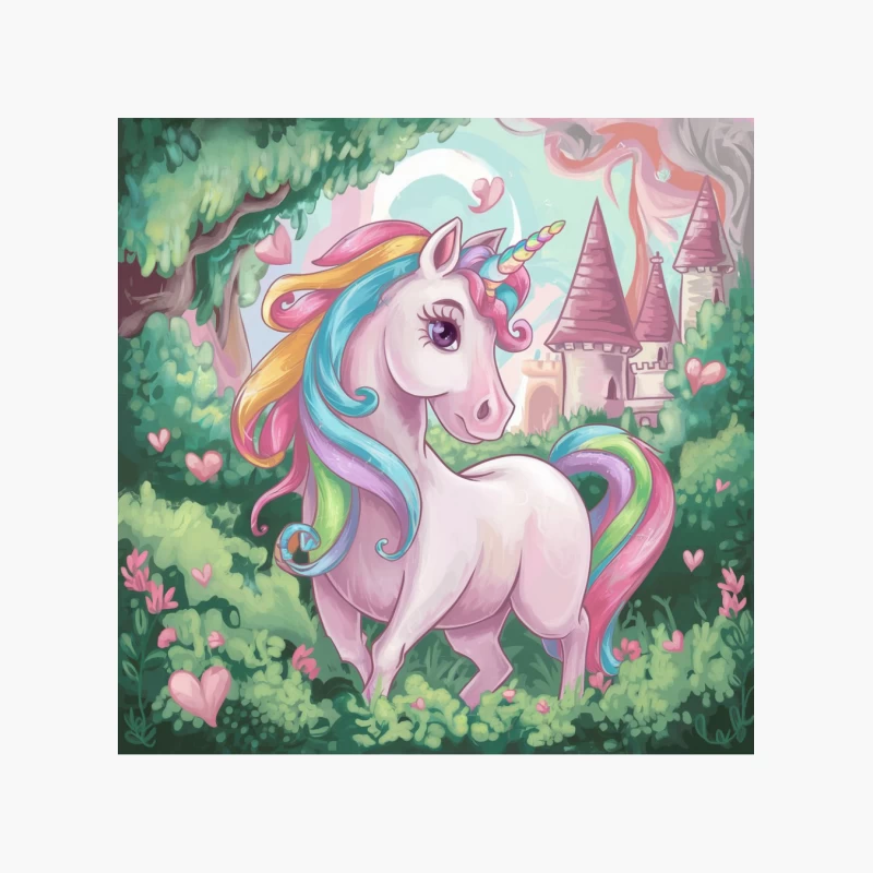 Magical Unicorn in Enchanted Fairytale Forest Cotton Tote Bag