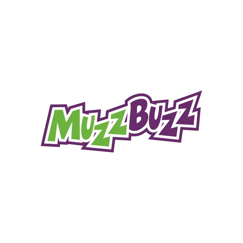 Muzz Buzz Beverage Brand Logo in Green and Purple Travel Mug