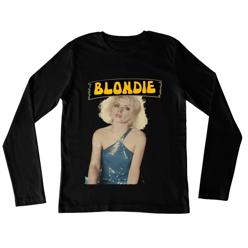 Vintage Blondie Band Promotional Portrait in Blue Dress Female Long Sleeve T-Shirt