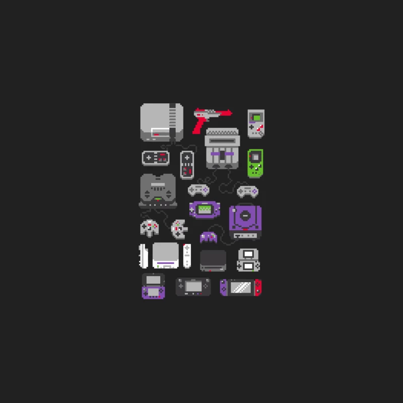 Evolution of Gaming: Pixel Art Showcase of Retro Consoles and Handhelds Bucket Hat