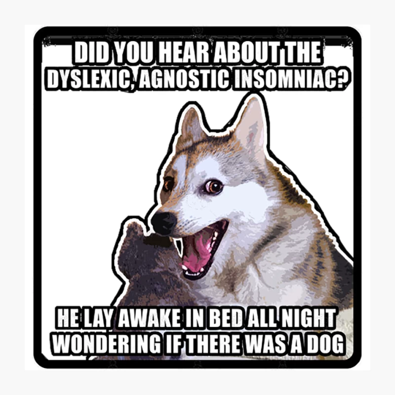 Did you hear about the dyslexic, agnostic insomniac He lay awake in bed all night wondering if ther Pin