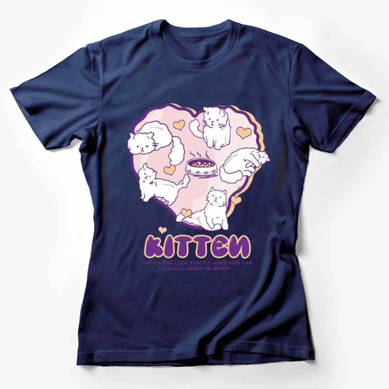 Niedliche Kätzchen bilden ein Herz Damen T-Shirt