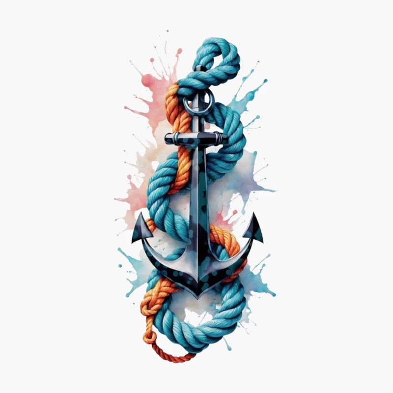 Anchor with Colorful Ropes Cotton Tote Bag