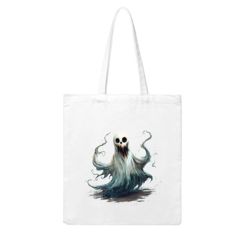 Ethereal Ghost Monster with Haunting Expression Cotton Tote Bag