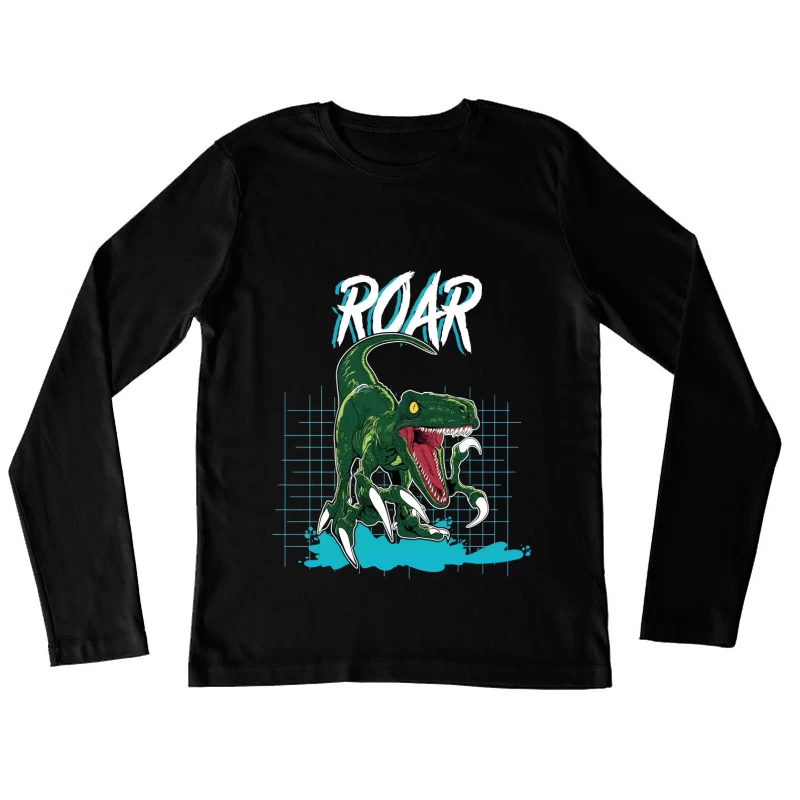 Velociraptor Roar: Neo-Retro Power Female Long Sleeve T-Shirt