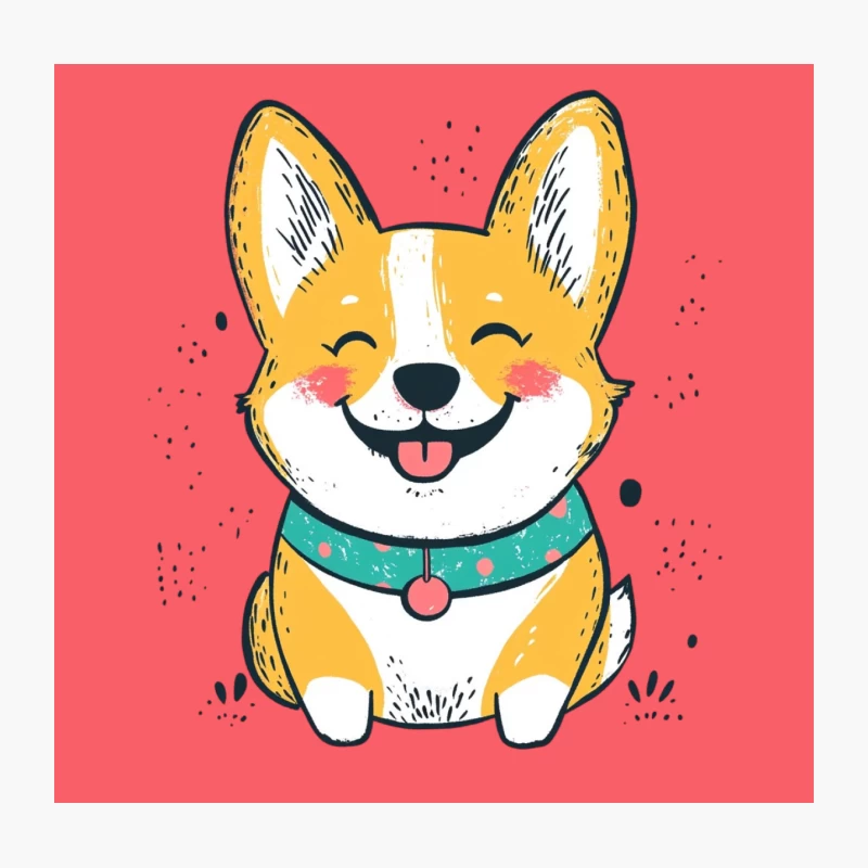 Cute Happy Cartoon Corgi Puppy Illustration Throw Pillow