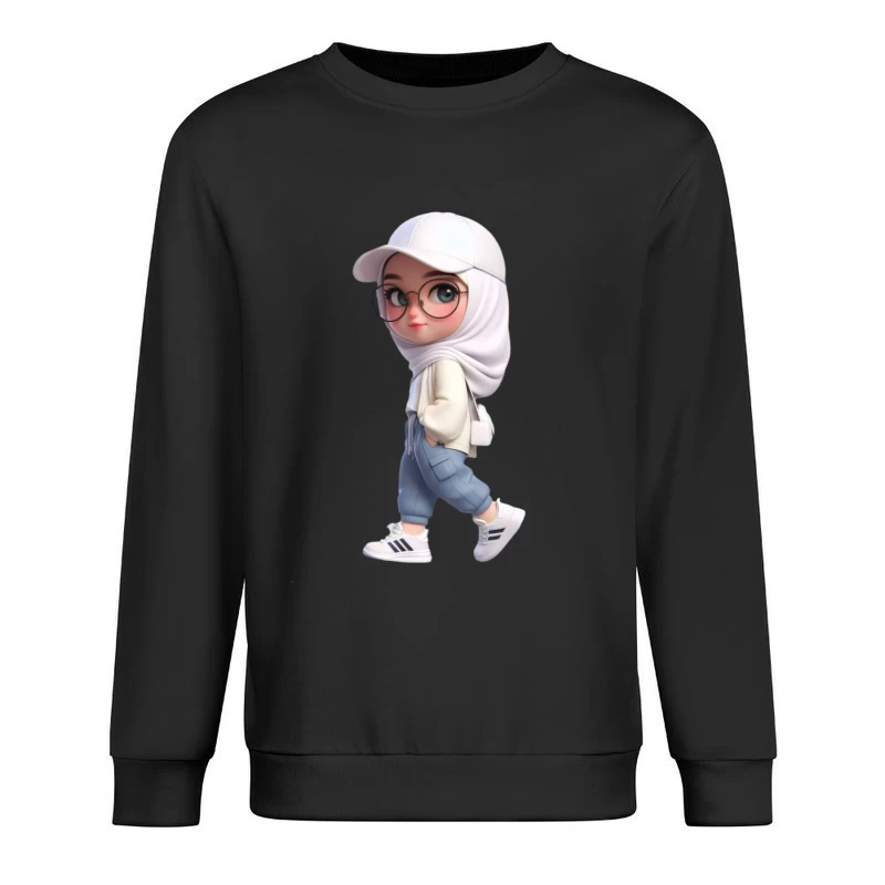 Stilvolles Mädchen mit Brille und Hijab Herren Pullover Sweatshirt