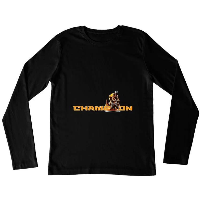 Champion Cycling Sports Logo with Trophy Cyclist Female Long Sleeve T-Shirt