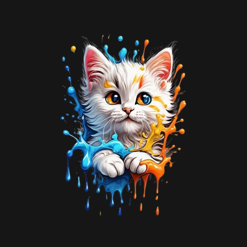 Cute Colorful Cat Illustration Male Long Sleeve T-Shirt