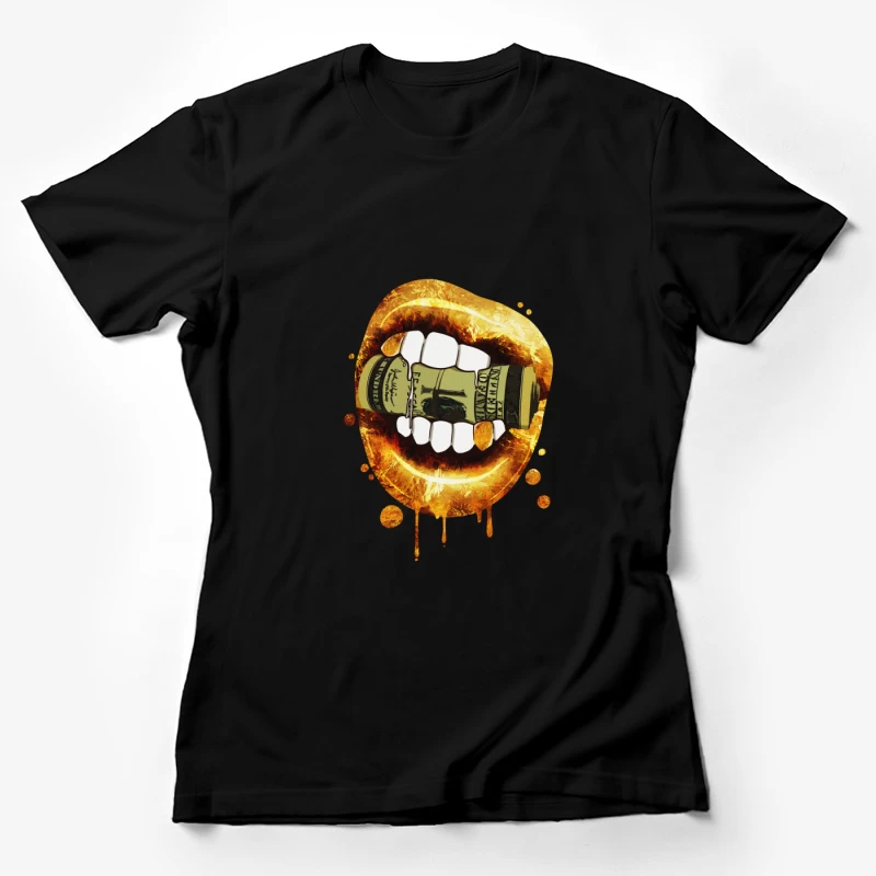 Goldene Lippen greifen nach Geld Damen T-Shirt