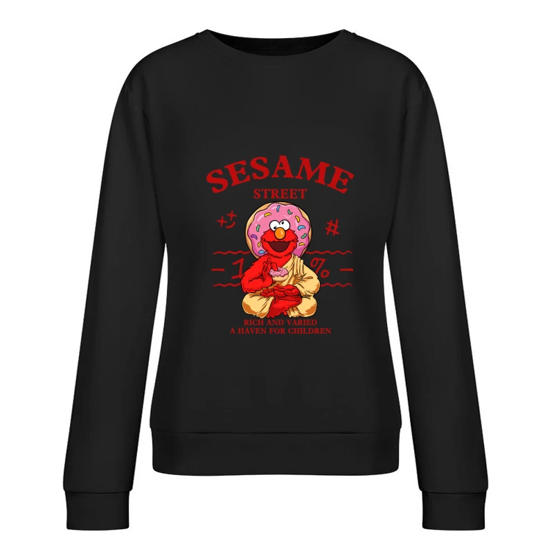 Elmo mit Donut-Mönch-Stil auf der Sesamstraße Damen Pullover Sweatshirt
