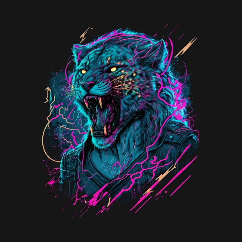 Tiger neon colors fierce illustration abstract wildlife artistic Female T-Shirt