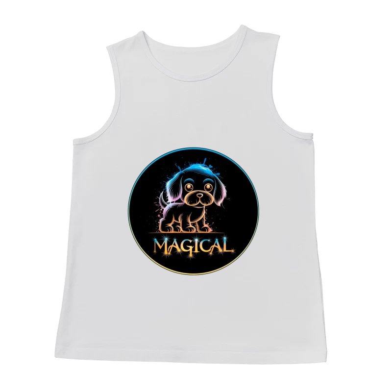 Magical Neon Puppy Art Male Tank Top