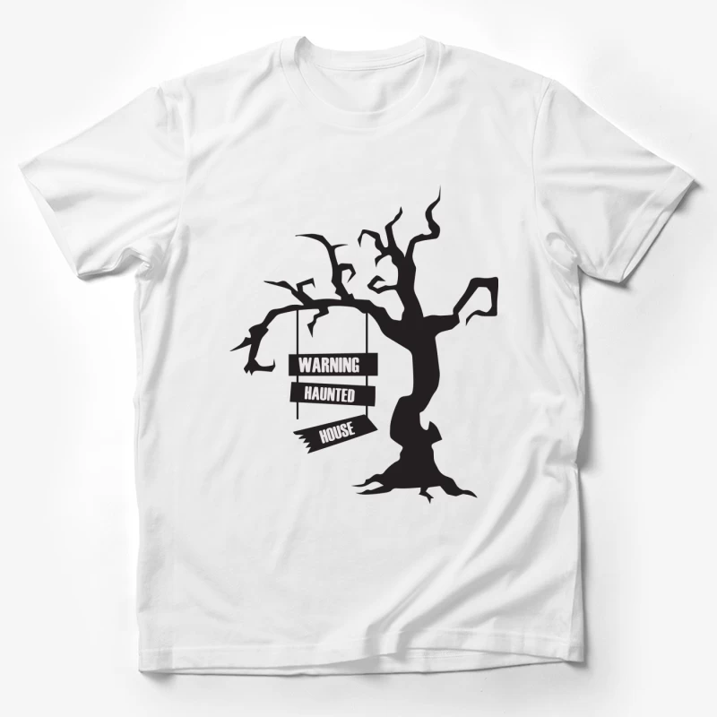Arbre Sinistre avec Avertissement de Maison Hantée Homme T-Shirt