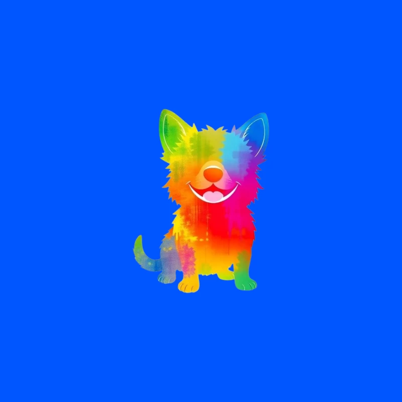 Colorful Cartoon Dog Illustration Desk Mat