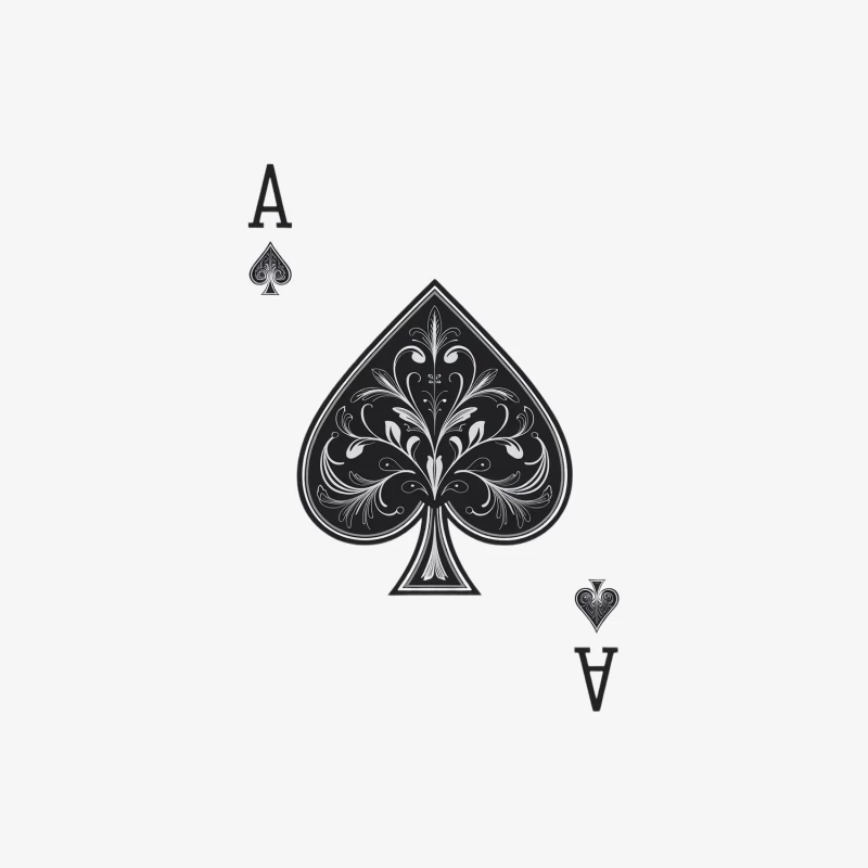 Ornate Ace of Spades Playing Card Design Male Long Sleeve T-Shirt