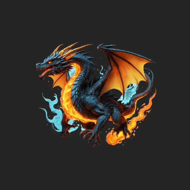 Majestic Fire Dragon Artwork Male Pullover Sweatshirt