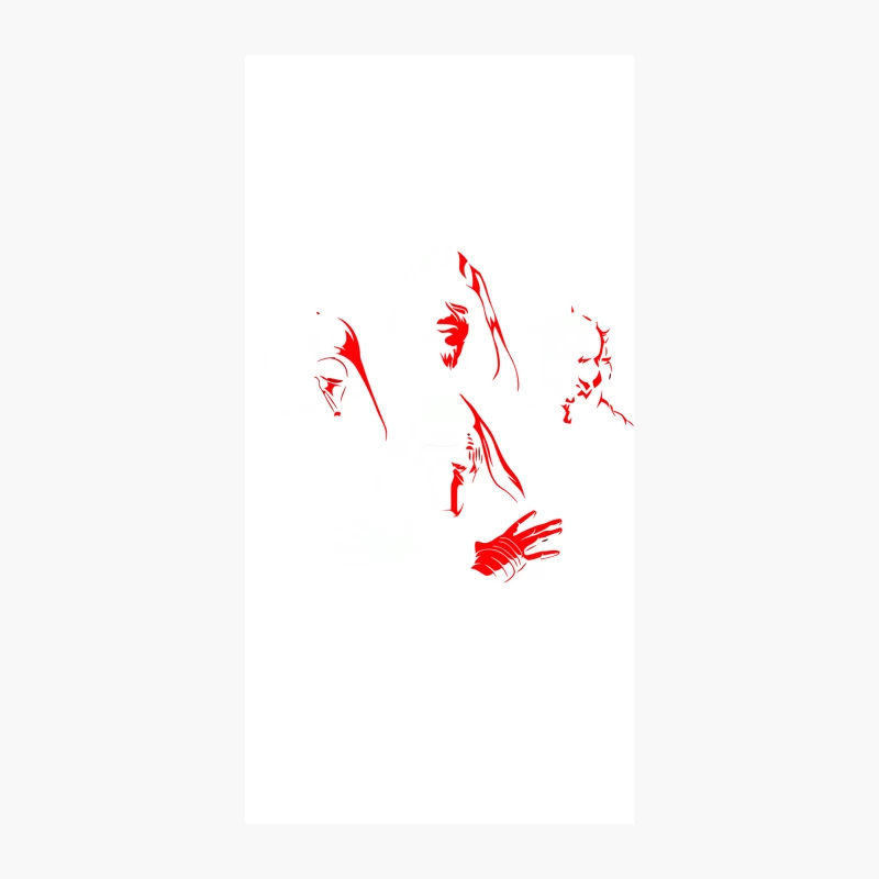 Minimalist Red Silhouettes: Abstract Facial and Hand Art iPhone Case