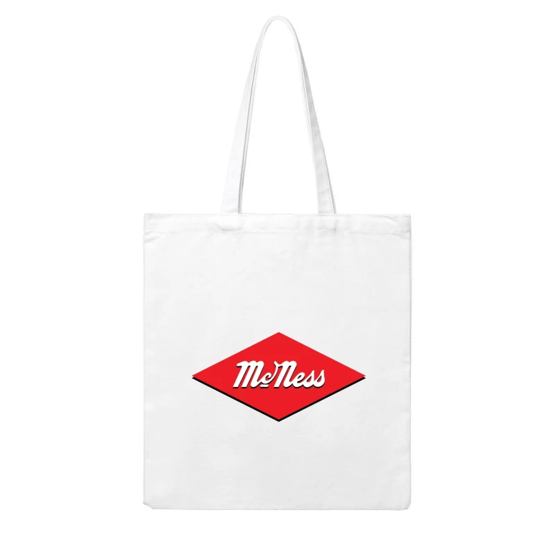 Vintage McNess Diamond Logo in Red and White Cotton Tote Bag