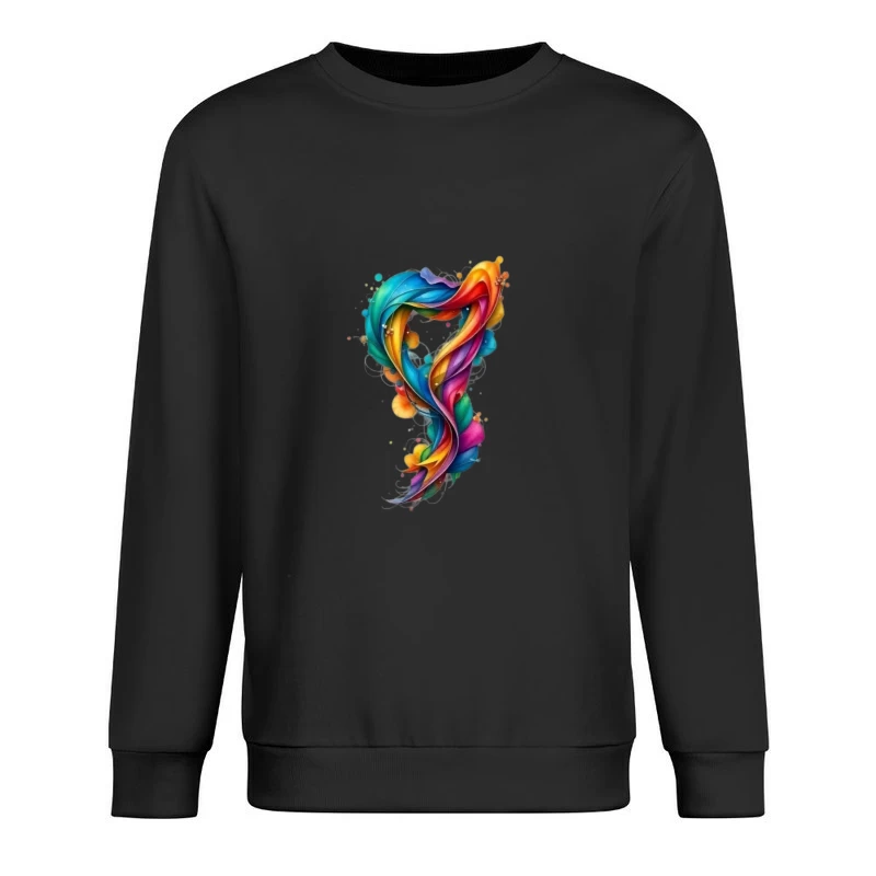 Vibrant Rainbow Swirl Abstract Digital Art Male Pullover Sweatshirt