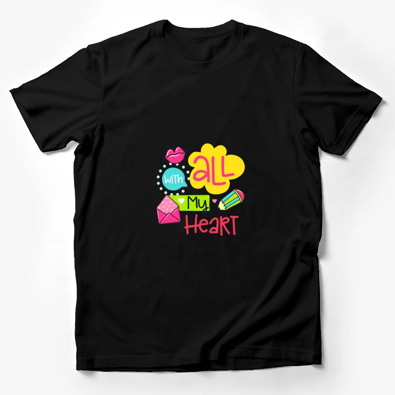 Design coloré avec cœur et crayon Homme T-Shirt