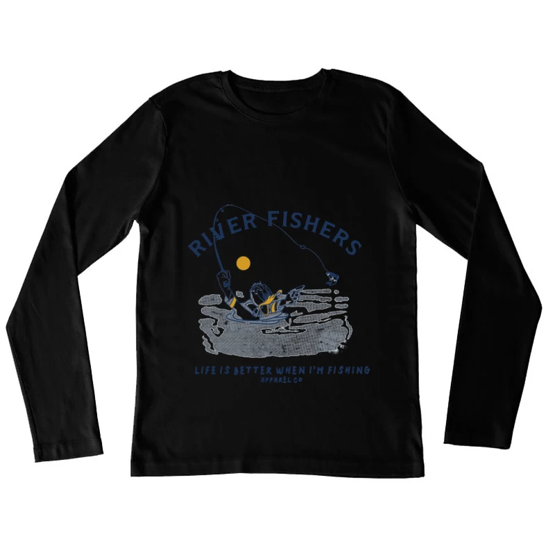 Flussfischer-Enthusiast beim Fischen Damen Langarm T-Shirt