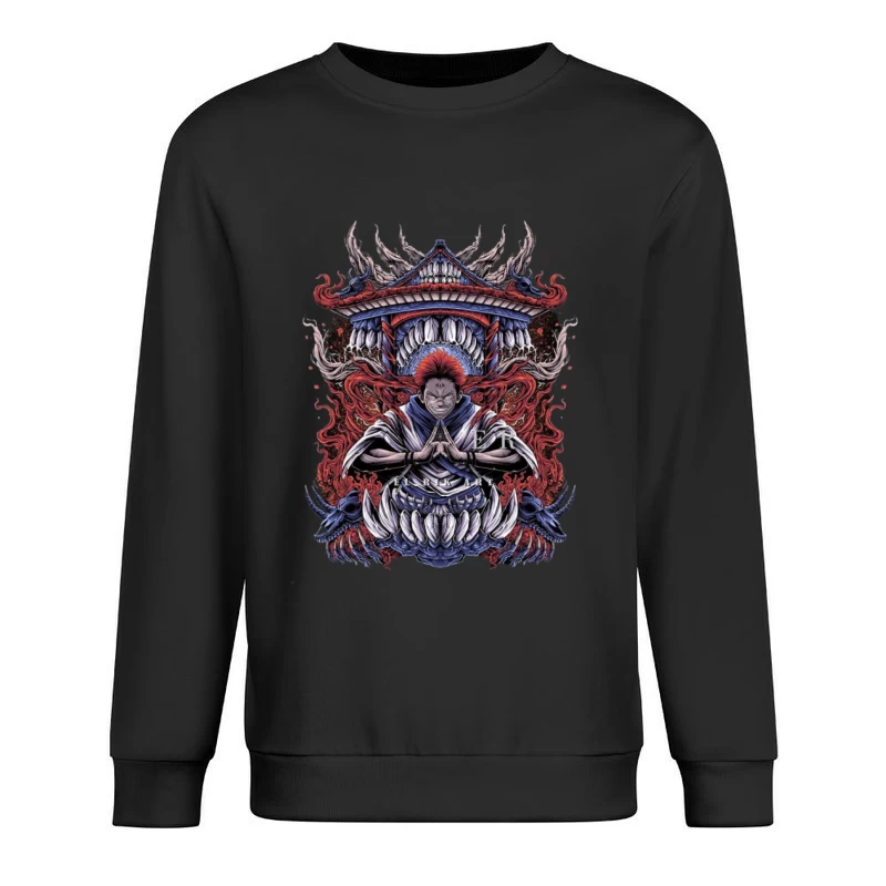 Mystische Kriegerkunst vor Tempel Herren Pullover Sweatshirt