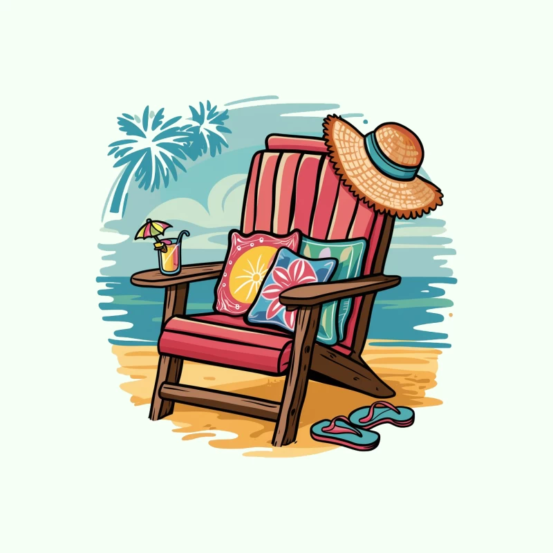 Relaxing Beach Scene with Chair and Accessories Mouse Pad