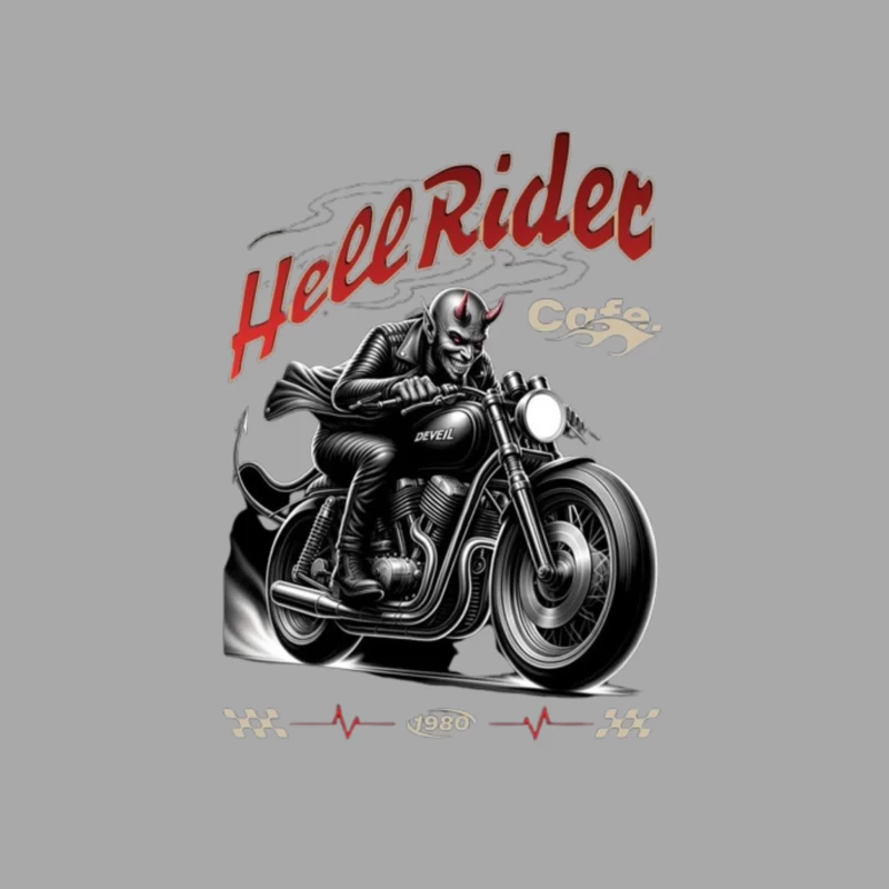 Hell Rider Vintage Cafe Racer Devil Motorcycle Art Female Pullover Hoodie