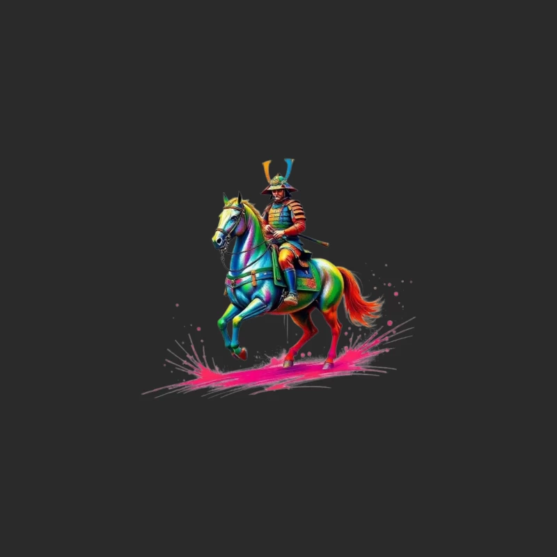 Colorful Samurai on Horseback Baseball Cap