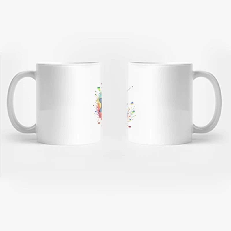 Rainbow Splatter Fish with Fishing Rod Art Coffee Mug