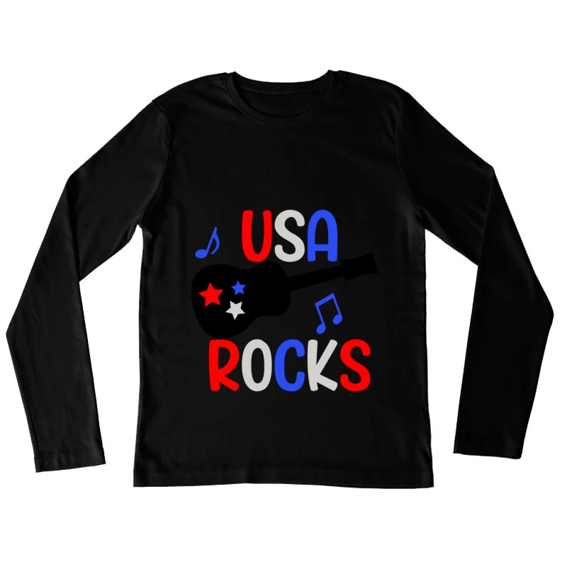 USA Rocks avec Musique et Étoiles Femme Manches Longues T-Shirt