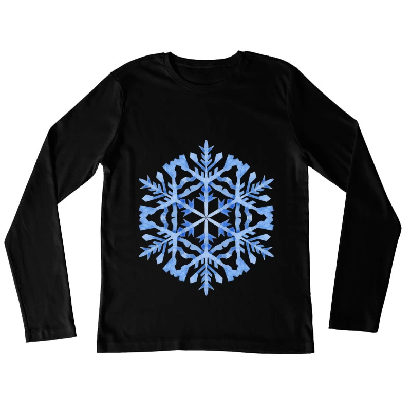 Flocon de neige bleu aquarelle Femme Manches Longues T-Shirt
