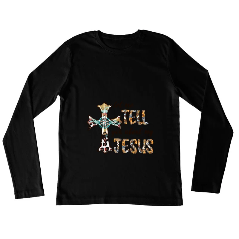 Künstlerisches Kreuzdesign mit Jesus-Botschaft Damen Langarm T-Shirt