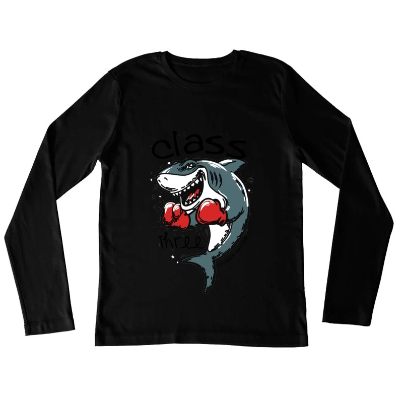 Boxender Hai Comic-Illustration Damen Langarm T-Shirt