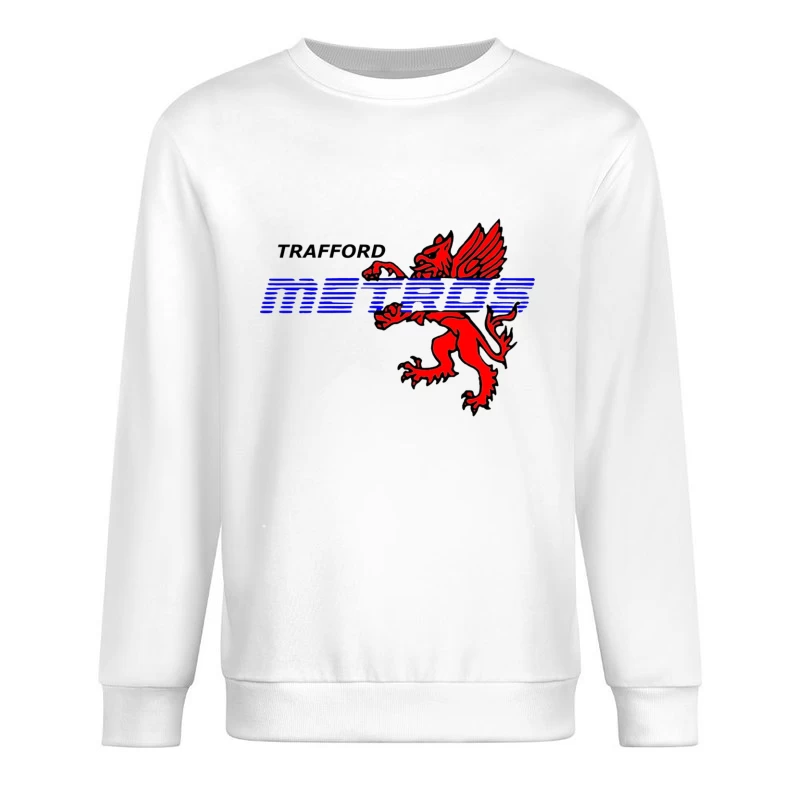 Trafford Metro Transit Logo with Red Heraldic Dragon Male Pullover Sweatshirt