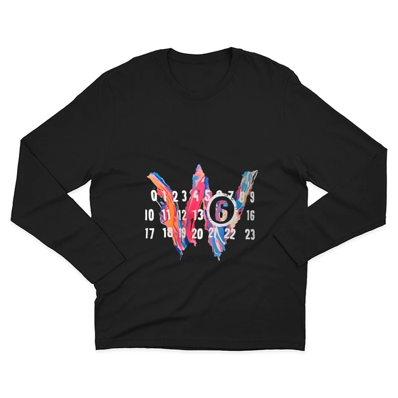 Abstrakte Kunstkalender mit Zahlen Herren Langarm T-Shirt