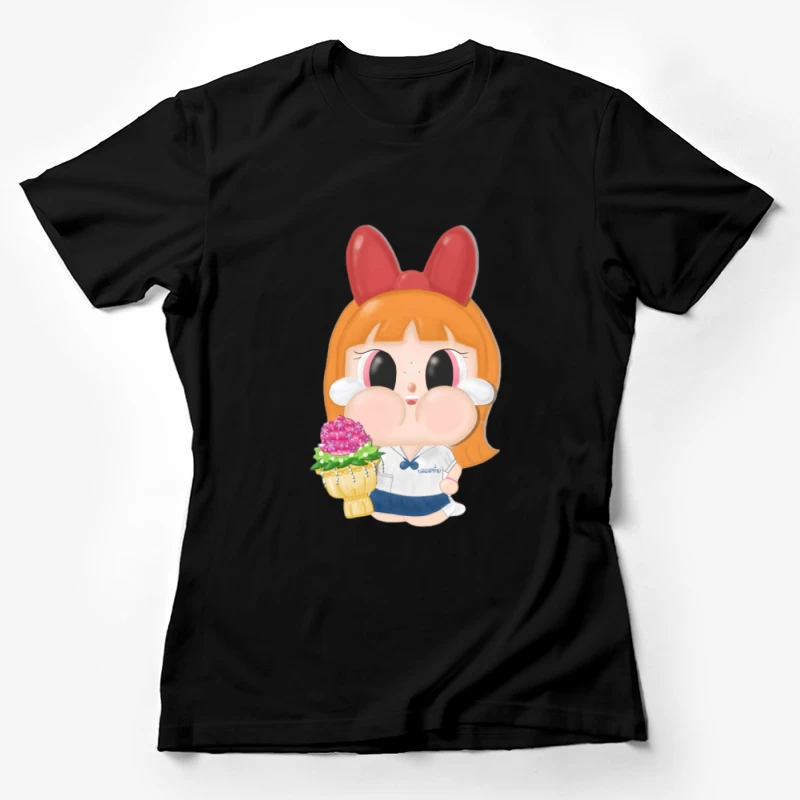 Schulmädchen mit Blumen Damen T-Shirt