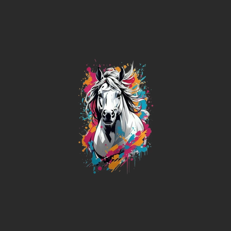 Colorful Digital Art of a Horse Baseball Cap