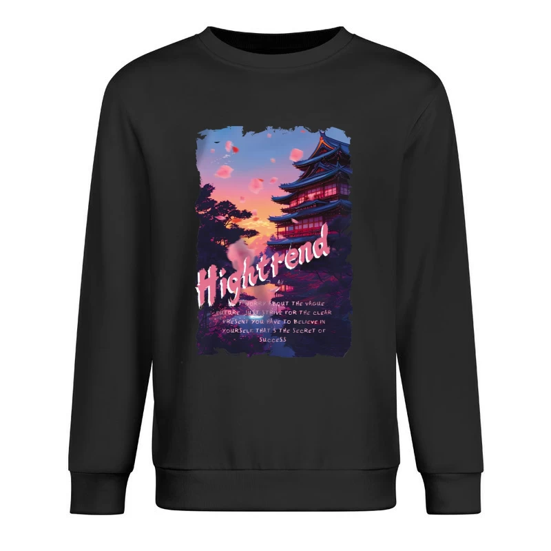 Japanische Abendlandschaft mit motivierendem Zitat Herren Pullover Sweatshirt
