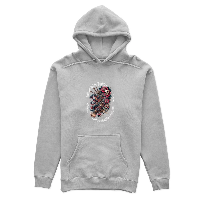 Gothic Skull and Rose Octopus Tattoo Design Female Pullover Hoodie