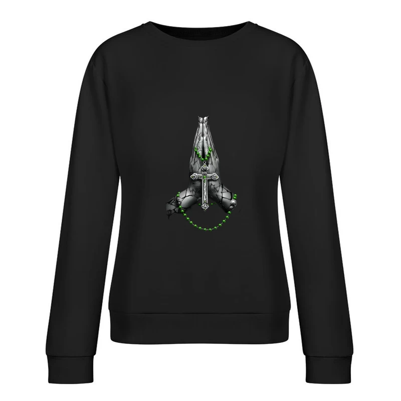 Betende Hände mit Rosenkranz Damen Pullover Sweatshirt
