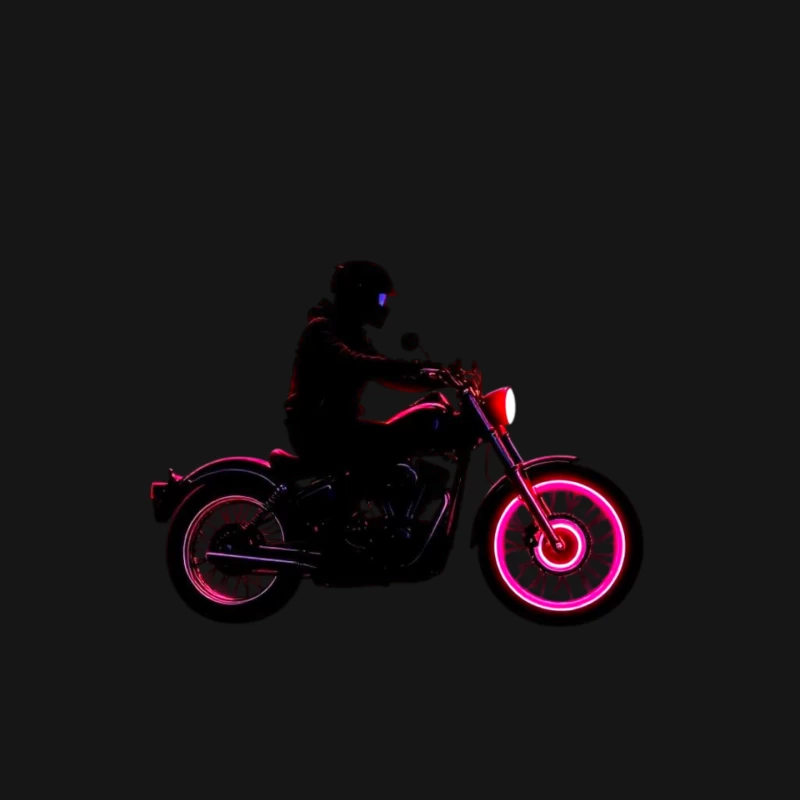 Silhouetted Motorcycle Rider with Neon Red Accents Mouse Pad