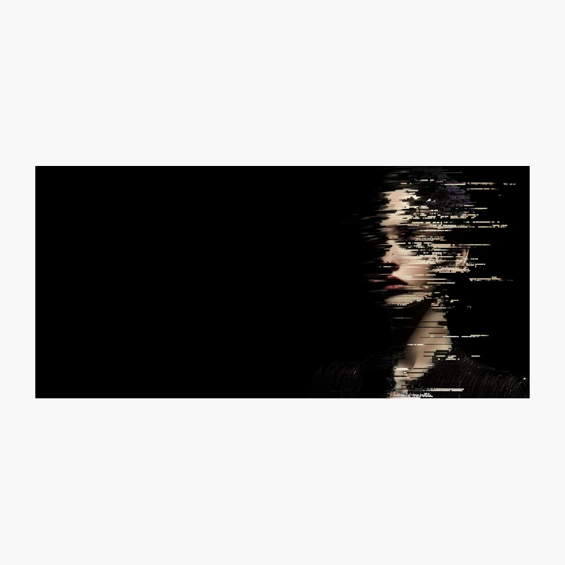 Fragmented Digital Portrait: A Glitch Art Mystery Coffee Mug