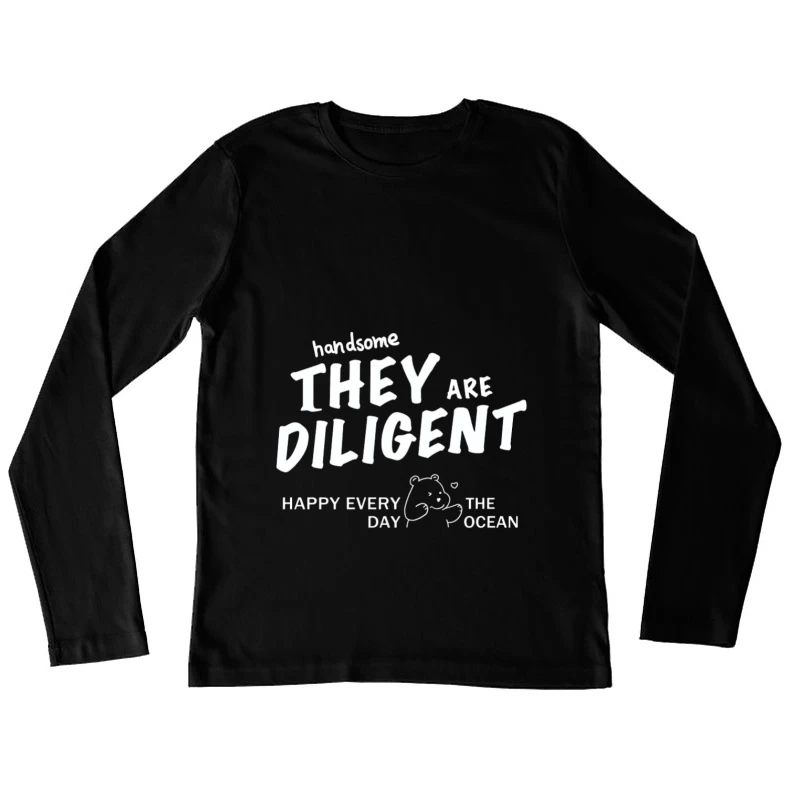 Ours mignon avec message texte Femme Manches Longues T-Shirt